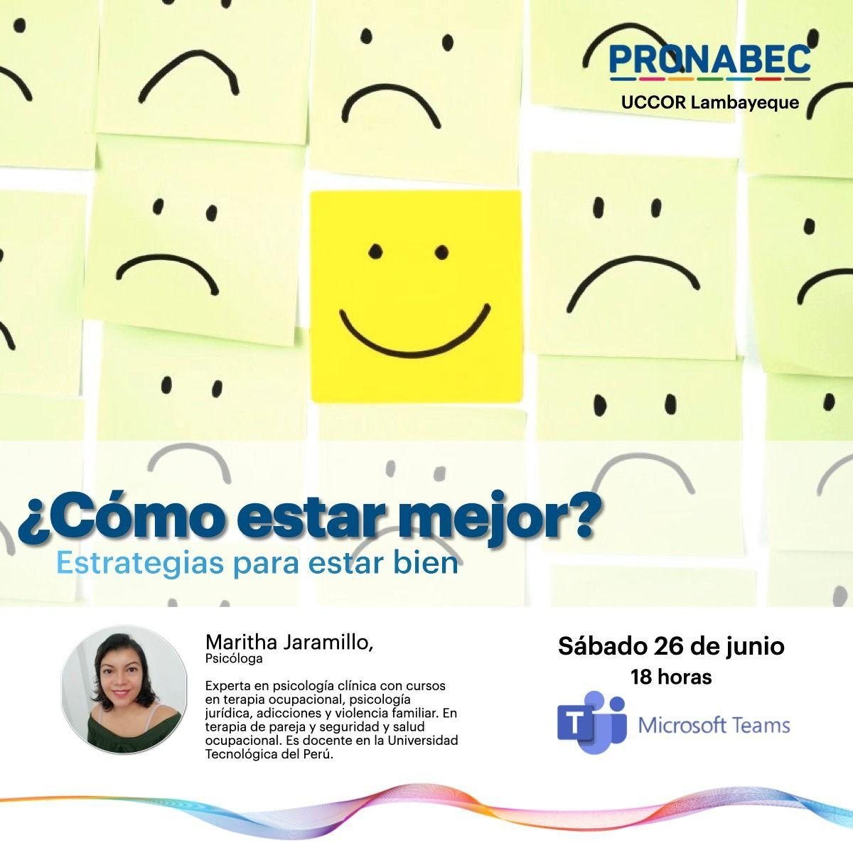 Afiche de la conferencia con PRONABEC